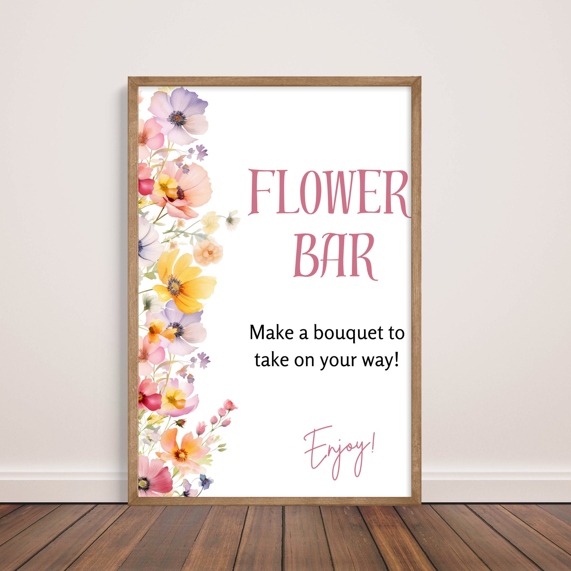 Wildflower Flower Bar Sign, Bridal Shower, Bouquet Bar Sign, Make a ...