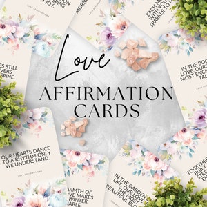 50 Tarjetas de Afirmaciones de Amor / DESCARGA INSTANTE / Tarjetas Imprimibles / Positivas / Regalo para ella - LoveAC