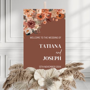 Burnt Orange Wedding Sign | Fall Wedding Decor | Wedding Welcome Sign Template | Fall Wedding Welcome Sign | Terracotta - Tatiana
