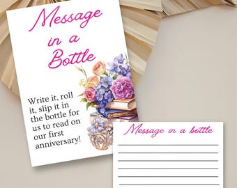 New Chapter Message in a Bottle Bridal Shower Activity | INSTANT DOWNLOAD | Editable Sign and cards | Msg in a bottle - Chapter