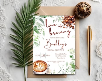 Bridal Shower Welcome Sign Template | Love is Brewing Bridal Shower Welcome Poster | Coffee Welcome Sign |Printable Sign - Coffee