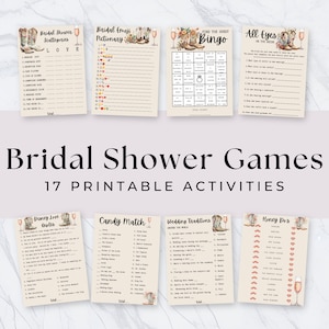 Rustic Boots and Bubbly Bridal Shower Games | INSTANT DOWNLOAD | Printable Bridal Party Games Package - BBCG