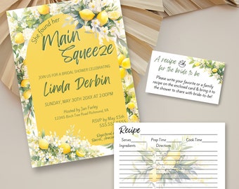 Brautdusche Zitrone | Sie fand ihre Main Squeeze Brautparty einladen | Orange bearbeitbares Invite Instant Download - MainSqueeze