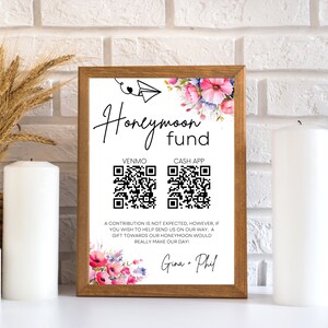 Segno del Fondo luna di miele Wildflower /DOWNLOAD IMMEDIATO / Codice QR / Modello Canva / Segno stampabile Venmo Paypal Cashapp - Fiore di campo