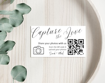 Capture The Love Personalizowany kod QR | Udostępniaj zdjęcia Zdjęcia Karta ślubna | NATYCHMIASTOWE POBIERANIE - Minimalistyczny