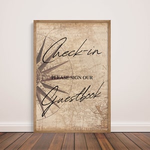 Travel Theme Wedding | Vintage Map Guest Book Sign | Digital File | Alternative Wedding Guest Book - VintageMap