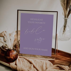 Highlight Your Favorite Bible Verse and Sign Printable | Lavender and Sage | Wedding Engagement Bridal Shower | Instant Download - Bethany