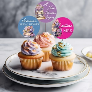 Bride to Be Cupcake Topper | New Chapter Bridal Shower | Bridal Shower Cake Topper | Editable Cupcake Toppers - Chapter