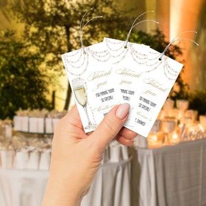 Pearls And Prosecco Bridal Shower Favor Tag Template | Bachelorette Favor Sign | Printable Shower Stickers - Pearl