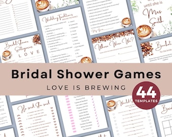 Love is Brewing Bridal Shower Games - Editable Digital Download - Coffee Bridal Shower - Coffee