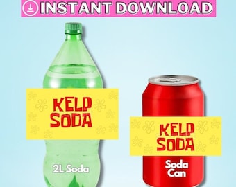 Cartoon Under the Sea Kelp Soda Label Birthday Party Decor Instant Download Printable DIGITAL File