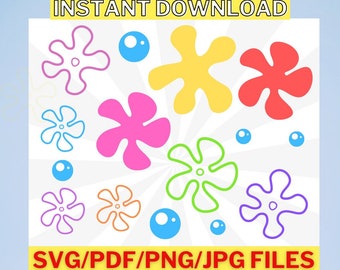 Bikini Bottom Under the Sea Flowers Instant Download Printable Digital File Party Decal Stickers Multiple Files SVG, pdf, Cricut, PNG, JPG