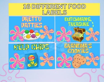 Cartoon Under the Sea 16 Food Tent Labels Dessert Birthday Party Decor Template Under the Sea Instant Download Printable DIGITAL