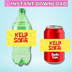Cartoon Under the Sea Kelp Soda Label Birthday Party Decor Instant Download Printable DIGITAL File
