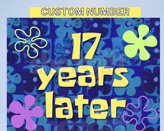 Cartoon Under the Sea Custom Number 25 Years Later Time Tiki Poster Card Label Birthday Party Decor Printable DIGITAL File Template
