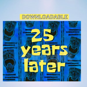 Cartoon onder de zee 25 jaar later tijd poster kaartlabel aanpasbare S Bob verjaardagsfeestje Decor Instant Download afdrukbaar digitaal bestand