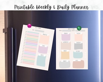 Pastel Daily Weekly planner bundle, printable weekly planner, printable daily download planner, daily and weekly planner temple