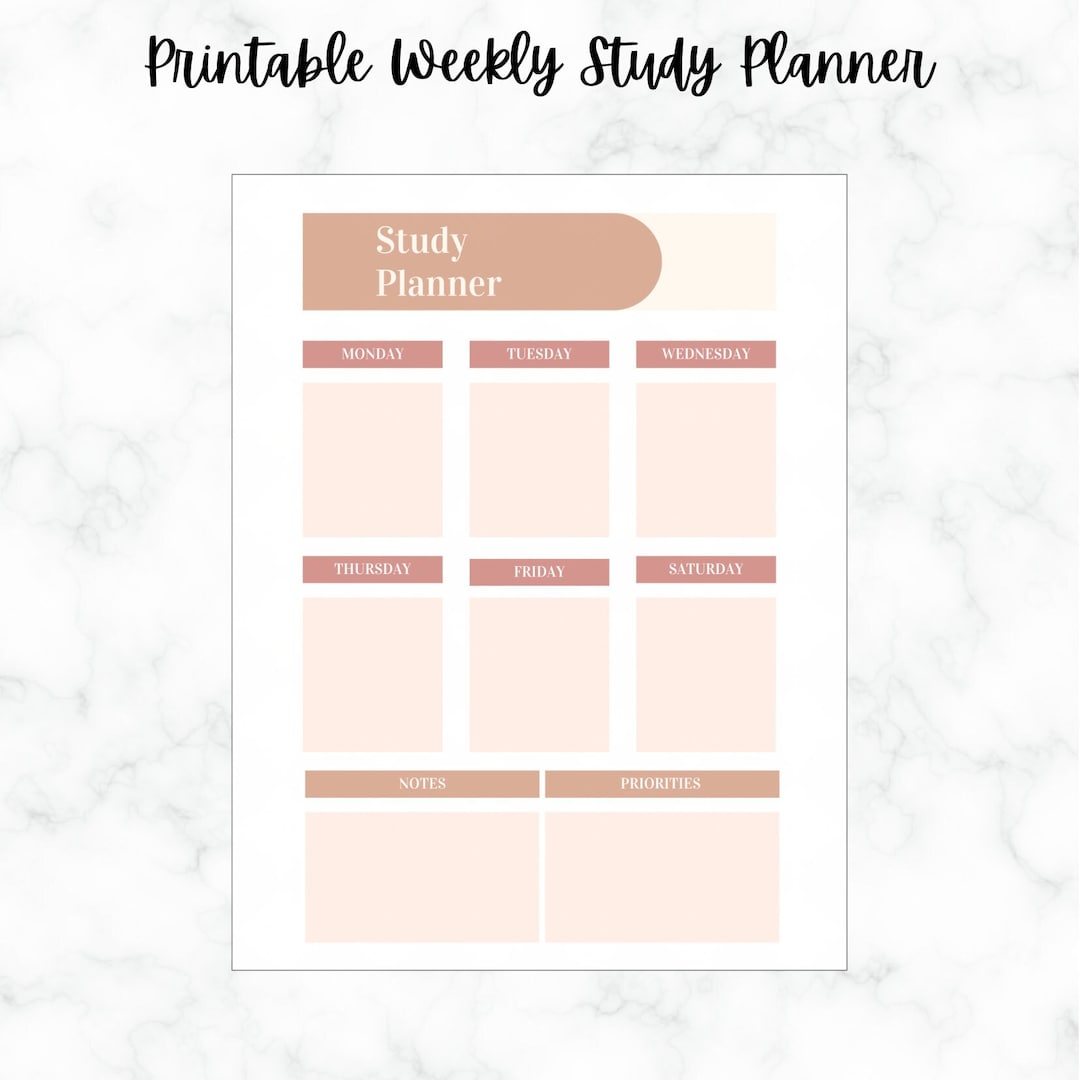 Pastel Weekly Printable Study Planner, Study Planner File, Customizable ...