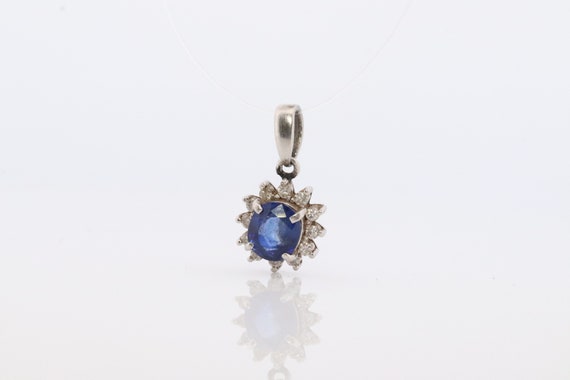 Sapphire Pendant. Genuine Sapphire and Diamond ha… - image 6