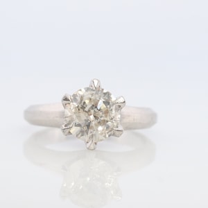 Diamond Ring. 1ct Diamond Solitaire Platinum Ring. PT850 Plat Large Diamond Solitaire Engagement Ring.