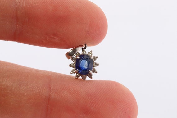 Sapphire Pendant. Genuine Sapphire and Diamond ha… - image 2