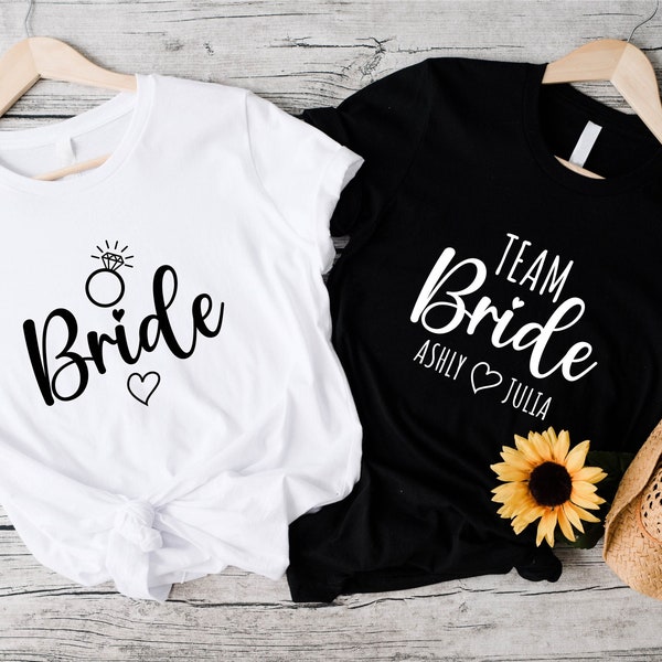 Personalized Bride T-Shirt, Bride's Team Shirt, Bride And Babies Tee, Bride Squad Goal T-Shirt, Bridal Party Theme Shirt, Bach Wedding Tees.