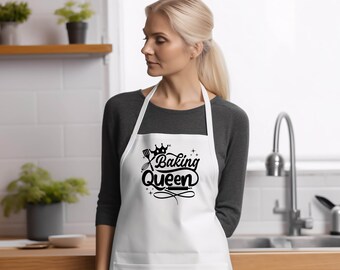 Baking Queen Apron, Happy Mothers Day Gift, Woman Chef Apron, Bakery Shop Theme Apron, Queen Of The Oven Apron, Housewarming Gift, Mom Apron