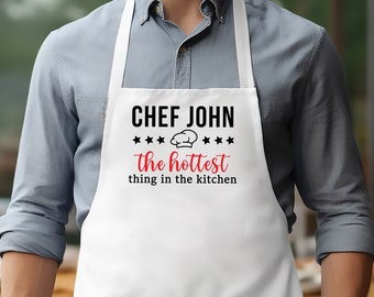 Personalized Apron, Chef John The Hottest In The Kitchen Apron, Crush On Chef  Hint Apron, Happy Culinary Valentine's Day Apron Gift, Apron.