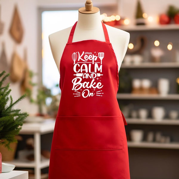 Keep Calm And Bake On Apron, Baking Lover Apron Gift, Funny Baking Saying Apron, Cute Baker Appreciation Apron, Bake And Create, Bakery Shop