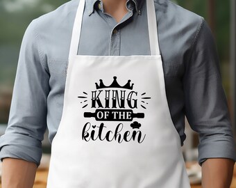 King Of The Kitchen Apron, Funny Chef Kitchen Apron, Cooking Lover Gift Apron, Father's Day Gift, Gift For Dad And Husband, Kitchen Lover