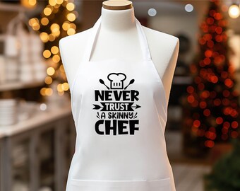 Ne faites jamais confiance à un tablier de chef maigre, tablier de chef expérimenté drôle, tablier de mère sarcastique, tablier de cuisine sagesse, cadeau de joyeux anniversaire, tablier de chef