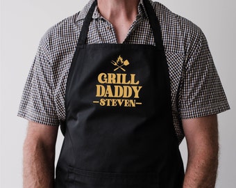 Personalized Apron, Grill Daddy Steven Apron, Daddy Of The Grill Apron, Daddy And His Grill Apron, Happy Father's Day Apron Gift, Dad Apron.