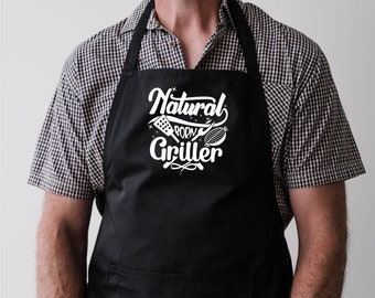 Tablier de grillades né naturel, tablier de grillades pour papa, tabliers de grillades pour papa, tabliers de grillades par nature, tablier Flame N Sizzle, amateur de grillades