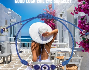 Handmade Blue Evil Eye Bracelet Good Luck Calming Protection Jewelry Gift