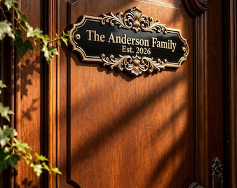 Custom Engraved Door Plaque, Personalized Family Name Sign, Vintage Home Decor