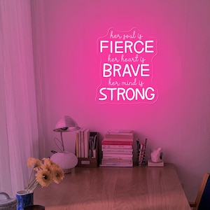 Her Soul Is Fierce Neon Sign: Feminist Wall Art Decor