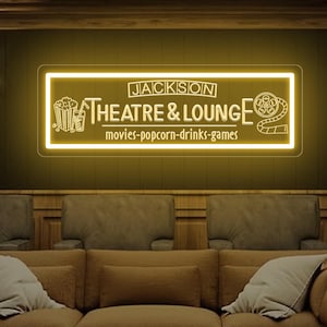Personalized Home Theater Neon Sign,Custom Cinema Movie Neon Sign,Handmade Man Cave Decor,Livingroom Wall Hangings,Valentines Gifts