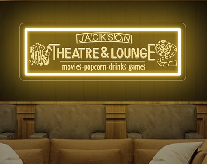 Personalized Home Theater Neon Sign: Custom Cinema Decor