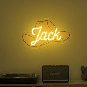 Custom Cowboy Hat Neon Sign,Personalized Name Western LED Light,Rustic Country Bar Decor,Cowboy Theme Wall Sign for Bedroom,Gift For Cowboy