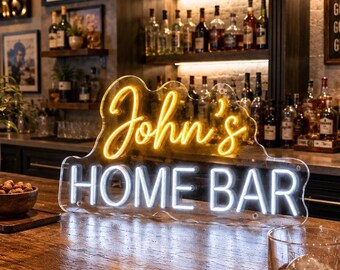 Custom Garage Bar Neon Sign, Personalized LED Home Bar Decor for Man Cave Wall