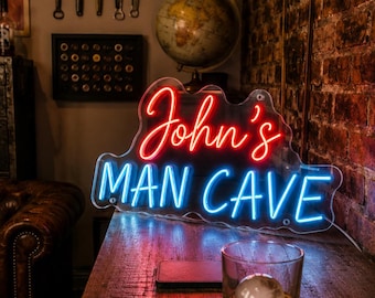 Custom Neon Sign, Personalized Man Cave LED Wall Decor, Home Bar Gift