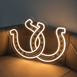 Horseshoe Wall Neon SIgn,Western Decor,Cowgirl Western Decal,Western Neon Sign,Cowboy Decal, Country Wedding Neon Decal,Ranch wall Decor