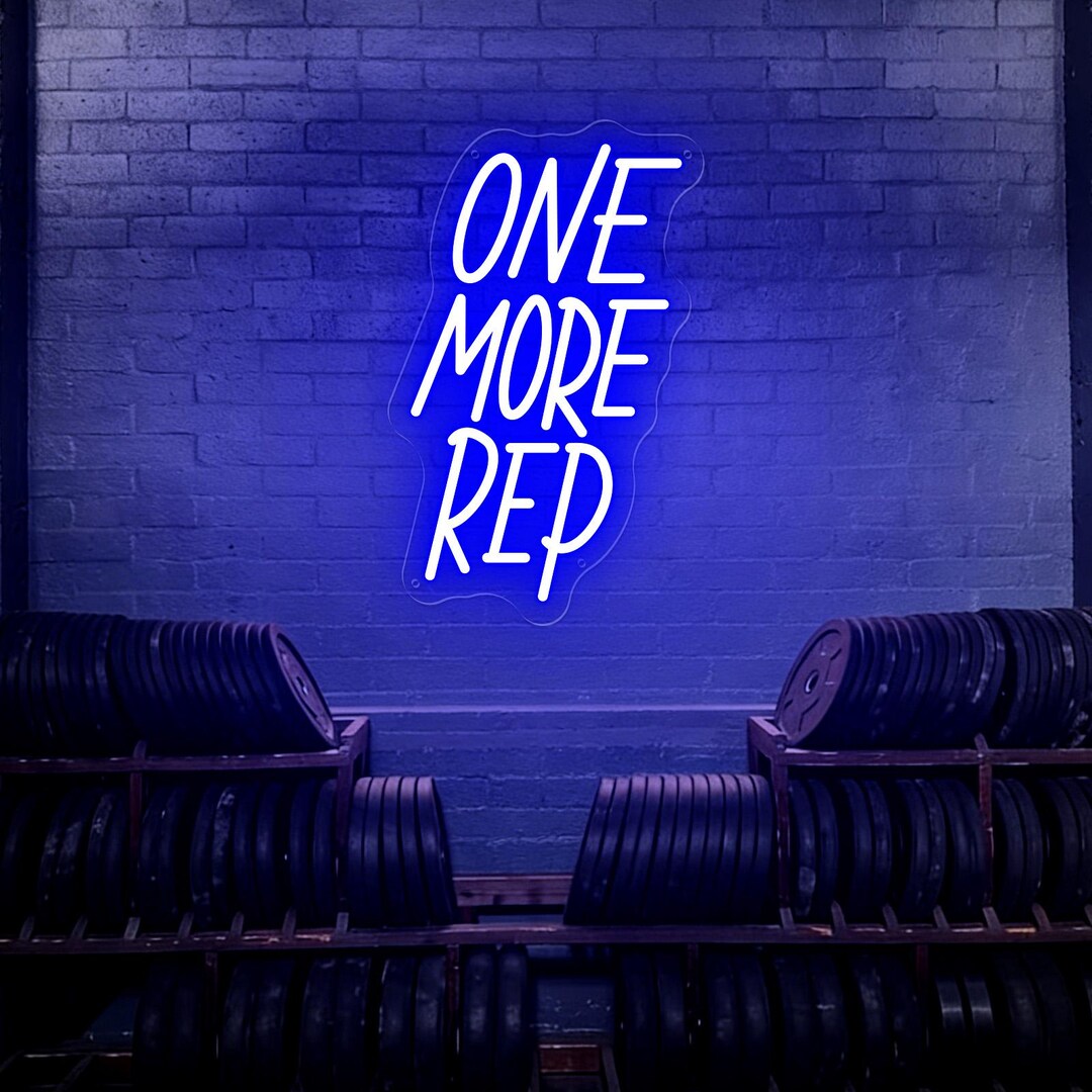 Rep Contact Sign One More Rep Blue LED Neon Sign, Gym Motivation Wall Art - Etsy