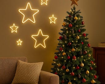 Christmas Star Neon Sign: Holiday Home Decor LED Wall Light