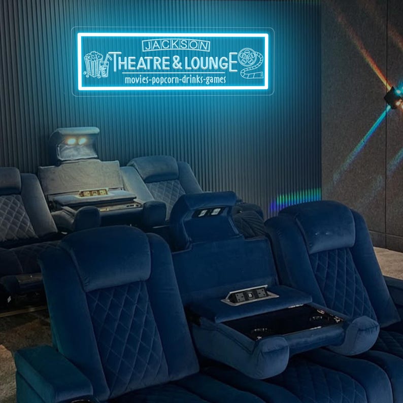 Personalized Home Theater Neon Sign: Custom Cinema Decor image 3