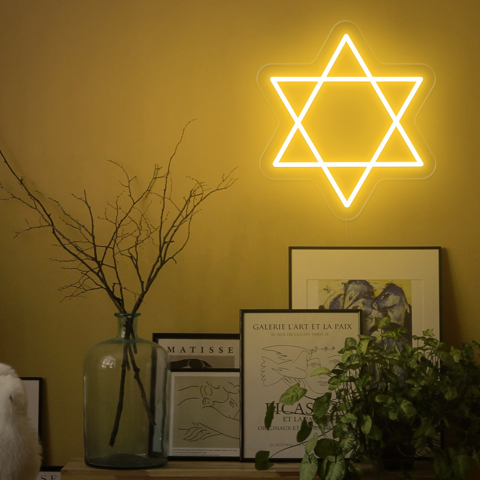 Happy Chanukka Neon-Schild – Coole Jüdische Wanddekoration Für Zuhause Mit Davidstern