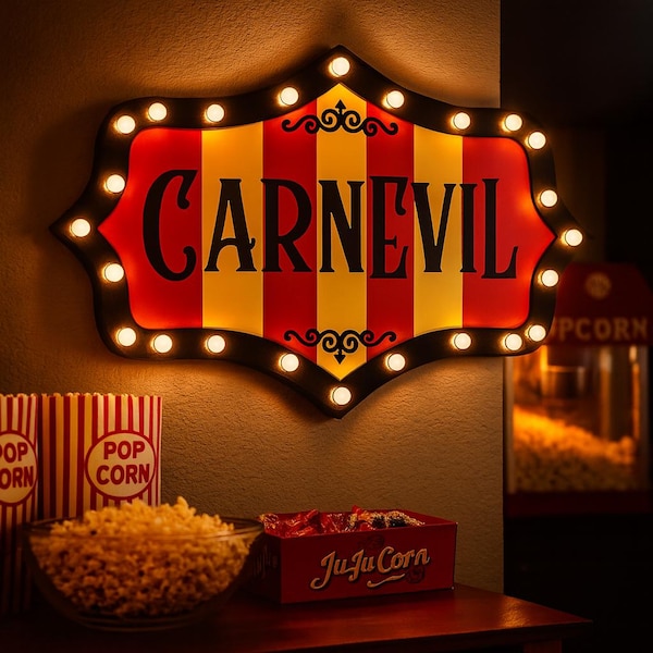Luz de marquesina de carnaval vintage, decoración de circo CARNEVIL