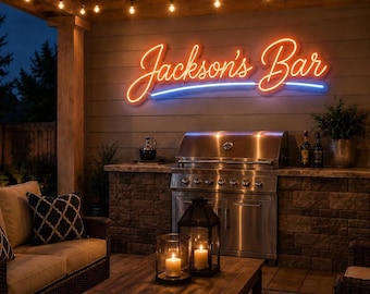 Custom Neon Bar Sign, Personalized Outdoor Patio Light, Man Cave LED Wall Decor