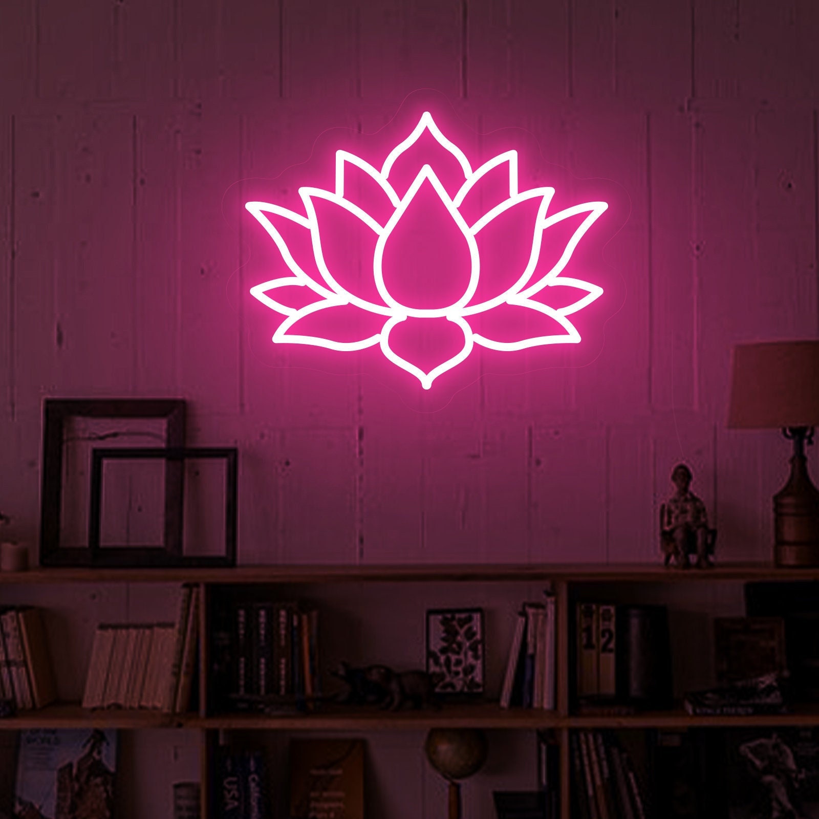 人気沸騰ブラドン Geometric Lotus Flower Neon Sign,mandala Diwali Lotus Flower アート・デザイン・音楽