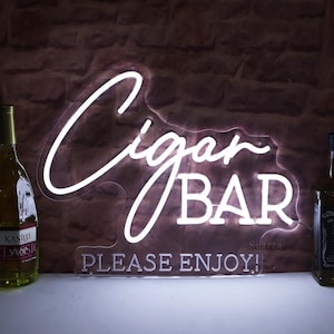 Cigar Bar Please Enjoy Neon SIgn,Wedding Whiskey Bourbon And Cigars Favors Light Sign,Wedding Reception Party Decor Neon Sign,Cigar Lounge